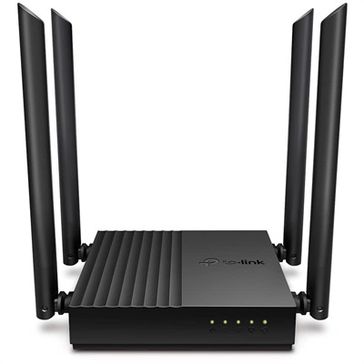 TP-Link Archer C64 AC1200 Dual-Band Gigabit Wi-Fi Router, Wireless Speed up to 1200 Mbps, 4×LAN Ports, 1.2 GHz CPU, Advanced Security with WPA3, MU-MIMO, Beamforming, Black