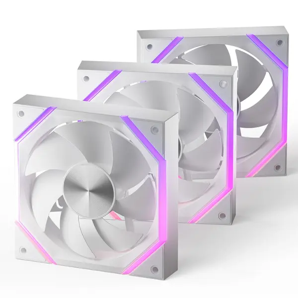AsiaHorse Nyota 120mm Case Fan with Efficient Cooling, ARGB Fan Lighting, 800-2000RPM Speed Control, and Whisper-Quiet Operation Under 29 dB, Unique Design for PC (White, Reverse Blade, 3 Pack)