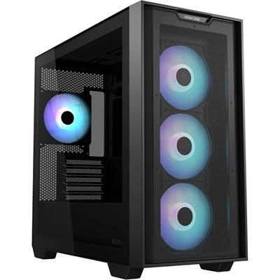 Asus A21 Plus TG ARGB Black microATX PC Case (Pre-Installed ARGB Fans, Mesh Front Panel, Compatible with Hidden Port Motherboards, 360mm Radiators, 380mm Graphics, Black)
