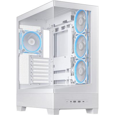 Asus A31 Plus TG ARGB White ATX PC Case - Pre-Installed ARGB Fans, Glass Front Panel, Hidden Port Motherboard Compatible,  360mm Radiators, 380mm Graphics Cards - White