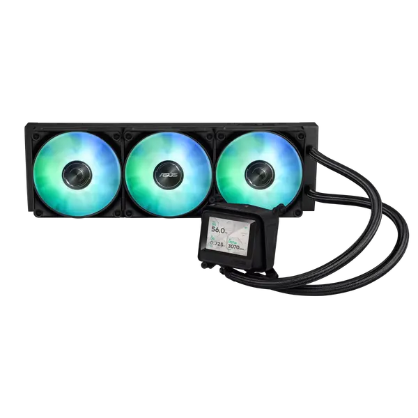 Asus AYW Gaming LC 360 ARGB LCD All-In-One CPU Liquid Cooler with Advanced Cooling Performance, Vivid 2.4” IPS Screen, Pre-Installed ARGB Fans and Aura Lighting