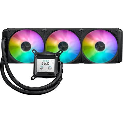 Asus Prime LC 360 ARGB LCD All-in-one CPU Liquid Cooler with Sharp Screen Showcasing CPU & GPU Information with Different Background, High-Performance Pump Armed with Robust Motor, Daisy-Chainable Fans