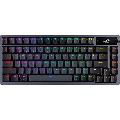 Asus Rog Azoth 75% Wireless DIY Custom Gaming Keyboard, OLED Display, Three-Layer Dampening, Hot-Swappable ROG NX Red Switches & Keyboard Stabilizers, PBT Keycaps, RGB, Black