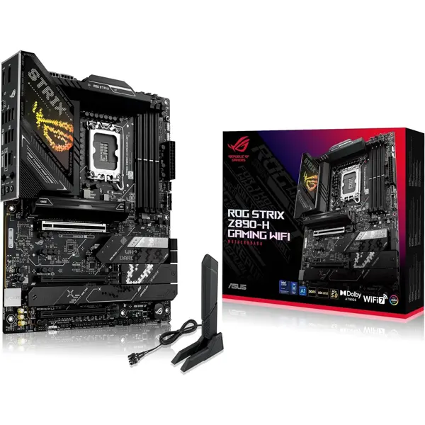 Asus Rog Strix Z890-H Gaming WiFi Z890 LGA 1851 ATX Motherboard, Intel Core Ultra Series 2 Ready, Advanced AI PC-Ready, 16+2+1+2 Stages, DDR5, 5Gb LAN, WiFi 7, 4X M.2, PCIe 5.0, USB Type-C, AI OC