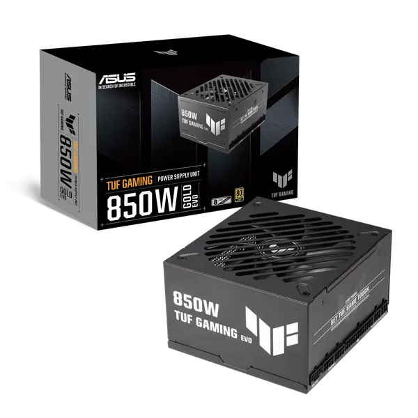 Asus Tuf Gaming 850W Gold EVO 850 Watt, ATX 3.1 Compatible, Fully Modular Power Supply, 80+ Gold, Military-Grade Components, Dual Ball Bearing, PCB Coating