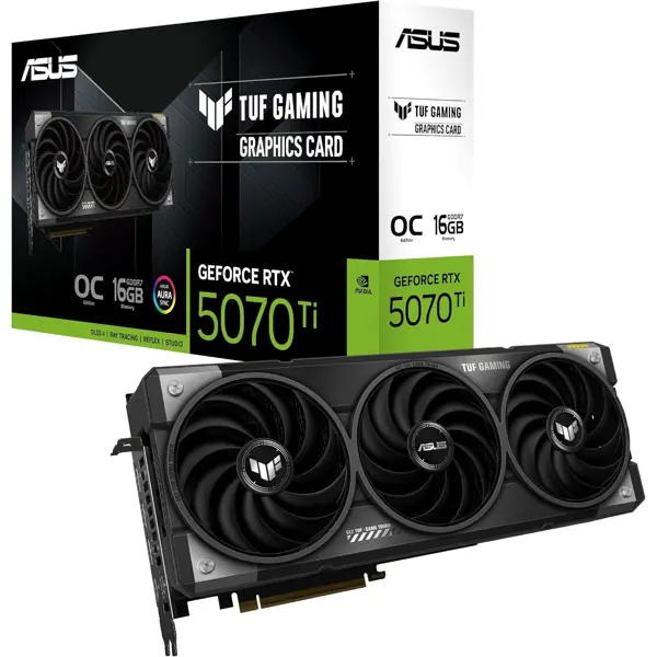 Asus Tuf Gaming GeForce RTX 5070 Ti 16GB GDDR7 OC Edition Gaming Graphics Card (PCIe 5.0, HDMI/DP 2.1, 3.125-slot, Military-Grade Components, Protective PCB Coating, Axial-Tech Fans)