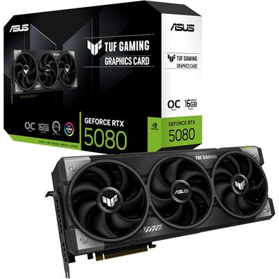 Asus Tuf Gaming GeForce RTX 5080 16GB GDDR7 OC Edition Gaming Graphics Card (PCIe 5.0, HDMI/DP 2.1, 3.6-Slot, Military-Grade Components, Protective PCB Coating, Axial-Tech Fans, Vapor Chamber)