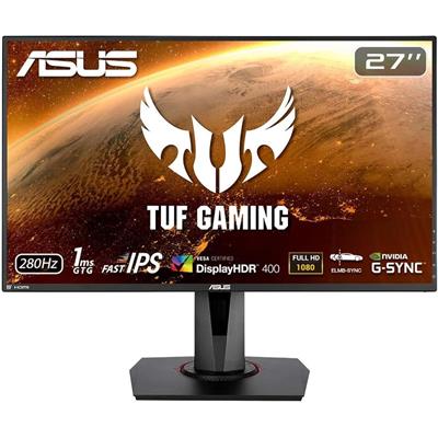 Asus Tuf Gaming VG279QM 27” HDR Monitor, 1080P Full HD (1920 x 1080), Fast IPS, 280Hz, G-Sync Compatible, Extreme Low Motion Blur Sync (ELMB Sync), 1ms, DisplayHDR 400, Black