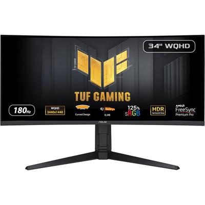 Asus Tuf Gaming VG34VQL3A 34” 1440P 1500R Curved Monitor - QHD (3440 x 1440), 180Hz, VA Panel, 1ms, Extreme Low Motion Blur, Freesync Premium Pro, 125% sRGB, DisplayHDR 400, Height Adjustable
