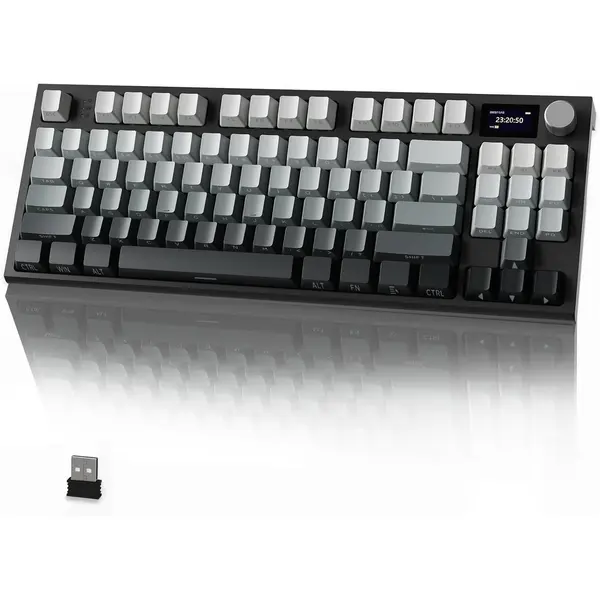 Attack Shark K86 Wireless Mechanical Keyboard with 1.2" TFT Color Display & CNC Knob, Hot Swappable RGB Backlit, 2.4GHz/BT/Wired Modes, Customizable Blue Whale Switch, PBT Keycaps for WIN/MAC (Moonlight)