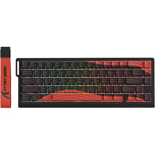 Attack Shark X68 PRO HE Wireless Rapid Trigger Gaming Keyboard with Adjustable Actuation, 8K Polling Rate, Hall Effect Magnetic Switch, Hot-Swap, RGB Backlit, BT/2.4GHz/Wired, for FPS Games (Black Red)