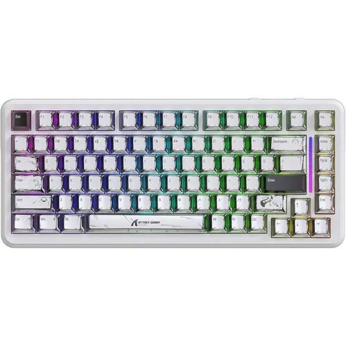 Attack Shark X82 Pro HE Wireless Rapid Trigger RGB Mechanical Gaming Keyboard with Adjustable Actuation, 2.4G/Wired/BT, 8K Polling Rate, Hall Effect Magnetic Switch, 5000mAh Battery for FPS (White Comic)