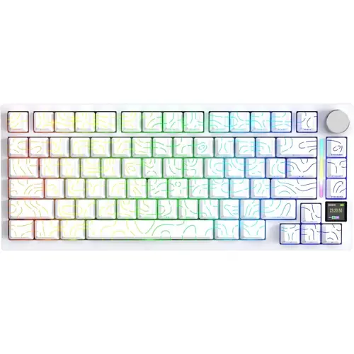 Attack Shark X820Ultra Wireless Mechanical Keyboard with TFT Smart Display & Knob, 75% Hot Swappable Gaming Keyboard, BT/2.4G/Wired, RGB South Facing LED, PBT Keycaps (White Contours)