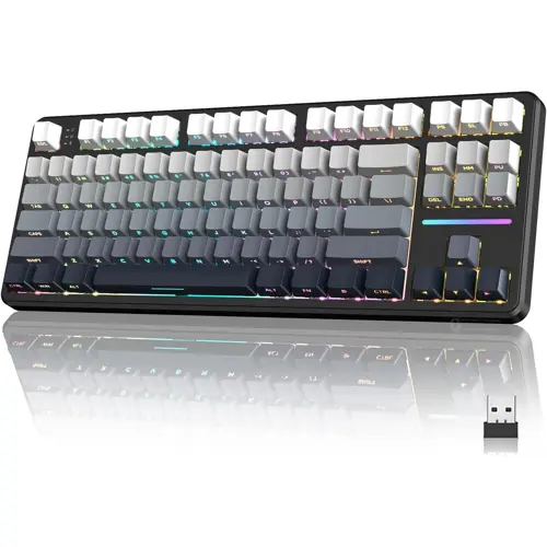 Attack Shark X87 Wireless Mechanical Keyboard, 75% TKL Custom Hot Swappable Keyboard, Gasket Mount Gaming Keyboard, PBT Keycaps, Pre-Lubed Strawberry Switches, 2.4GHz/USB-C/BT RGB Backlit Keyboard (Moon Night)
