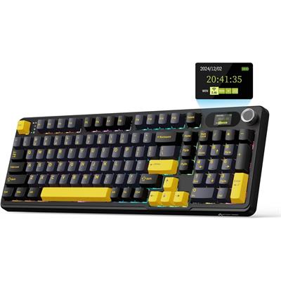 Attack Shark X98Pro Wireless Mechanical Keyboard, Tri-Mode BT5.0/2.4G/USB-C Custom Keyboard with Smart Display & Knob, 102 Keys Hot Swappable, Web Driver RGB Gaming Keyboard for PC/Mac/PS4/Xbox (Star Black)
