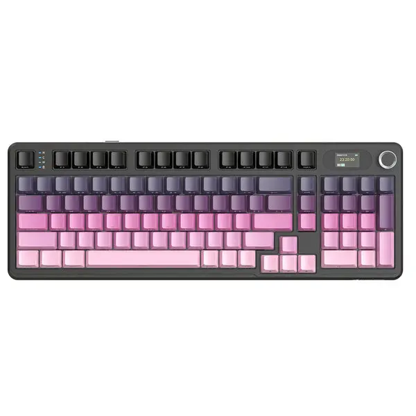 Attack Shark X98Pro Wireless Mechanical Keyboard, Tri-Mode BT5.0/2.4G/USB-C Custom Keyboard with Smart Display & Knob, 102 Keys Hot Swappable, Web Driver RGB Gaming Keyboard for PC/Mac/PS4/Xbox (Gradient Pink)