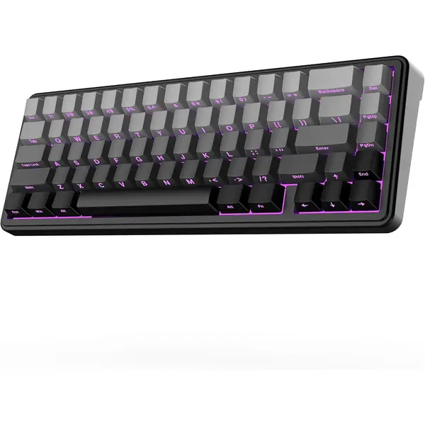 Aula F65 65% Wireless Hot-Swappable Gasket Mechanical Keyboard 5-Layer Sound Dampening Padding for Rich Thocky Sound, RGB Backlit, Tri-Mode (BT 5.0/2.4G/USB-C) (Gradient Grey)
