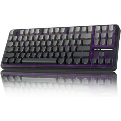 Aula F87 Wireless Mechanical Keyboard, Tri-Mode BT5.0/2.4GHz/USB-C Gasket Hot Swappable Custom Keyboard, Side Printed PBT Keycaps, 75% TKL RGB Backlit Gaming Keyboard - Pre-Lubed Space Crystal Switches (Gradient Gray)