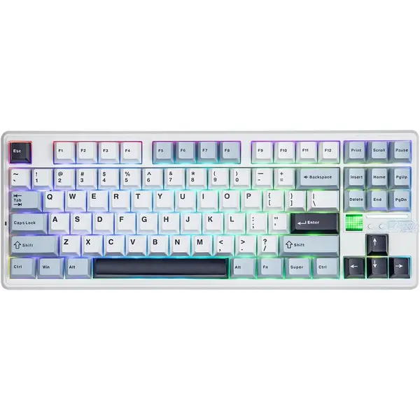 Aula F87 PRO V2 Wireless Gaming Keyboard with 10000mAh Battery, 8K Polling, SOCD/MT/TGL, BT/2.4GHz/Wired, Hot Swap TKL Mechanical Keyboard with Creamy Gasket, RGB Backlit (Glacier Blue)