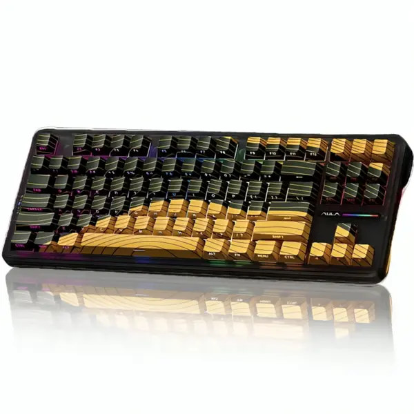Aula F87 Wireless Mechanical Keyboard, 75% TKL Custom Hot Swappable Gaming Keyboards with PBT Keycaps, Pre-LubedSwitches, RGB Backlit Creamy Keyboard, 2.4GHz/USB-C/BT5.0 (Contour Black Yellow)