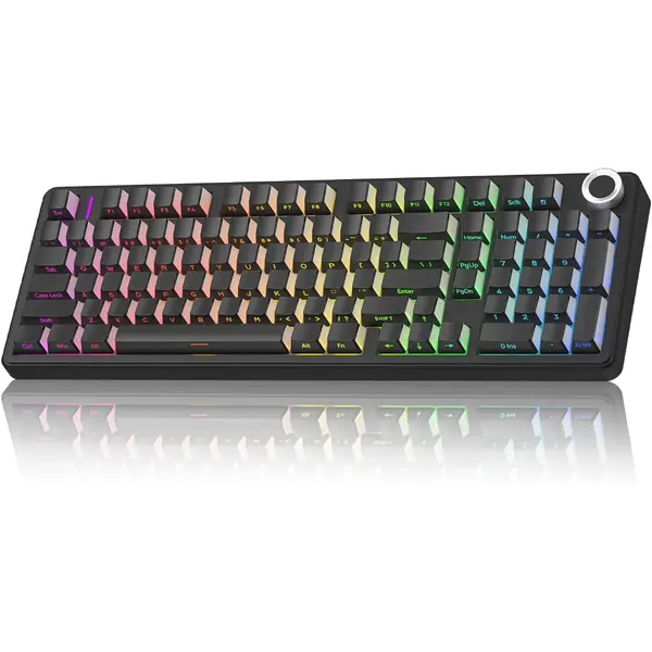 Aula F99 PRO Wireless Gaming Keyboard with 8000mAh Battery, Hot Swappable Creamy Keyboard, 2.4GHz/Type-C/BT5.0, NKRO, RGB Backlit for Win/Mac/Gaming (Black)