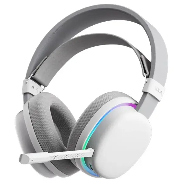Aula G7 Wireless Gaming Headset for PS4/PS5/PC/Switch, Over-Ear Headphones with Detachable Noise Canceling Mic, RGB, Surround Sound, 60H Battery, 2.4GHz/BT/Wired (White)
