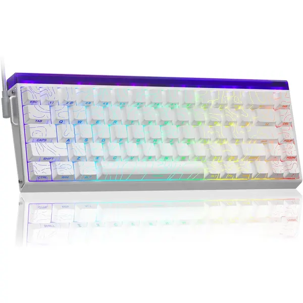 Aula Hero 68 HE 60% Gaming Keyboard Wired, Hall Effect Magnetic Switch Keyboard with Adjustable Actuation, Rapid Trigger Mode, 8K Hz Polling Rate, 0.125ms Latency, Side Printed PBT Keycaps, RGB Backlit, White Contour
