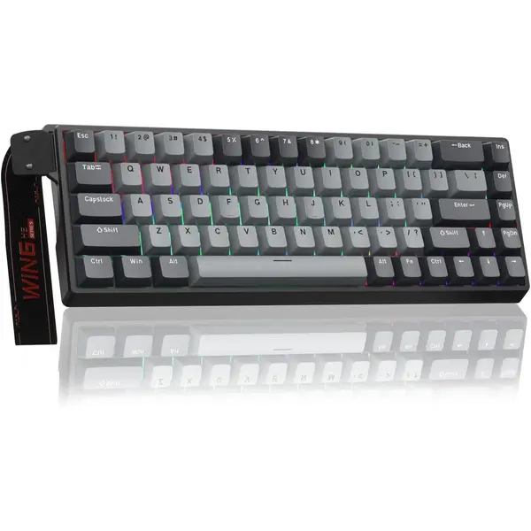 Aula WIN68 HE Pro - Hall Effect Gaming Keyboard with Magnetic Switch, Fast Trigger Mode Adjustable Actuation, 8KHz Polling Rate, Wired RGB Backlit Mechanical Gaming Keyboard 60 Percent Compact Design (Grey)