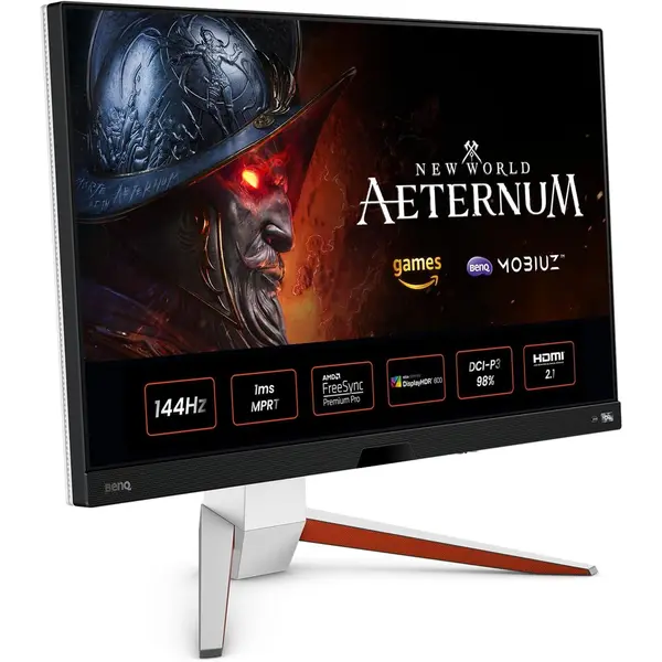 BenQ Mobiuz EX2710U Gaming Monitor 27" 4K UHD 144Hz 1ms w/Remote, IPS, HDRi,  DCI-P3, Freesync Premium Pro, Height, Swivel & Tilt, 2.1 Audio & Subwoofer, Noise-Cancelling Mic, HDMI 2.1
