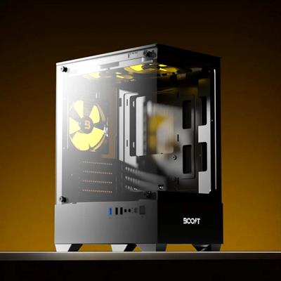 Boost Enclosure Essential Series E100 Mid-Tower microATX Case with 3 ARGB Fans
