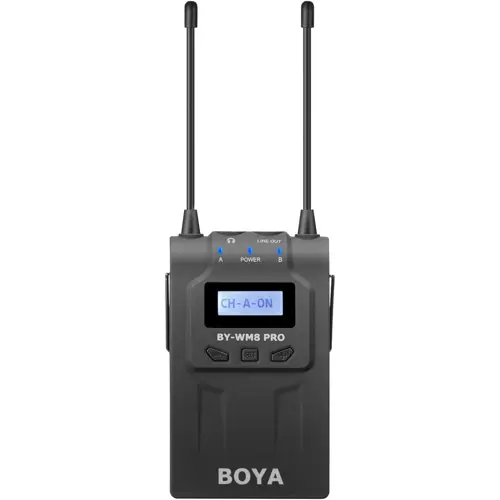 Boya RX8 Pro Dual-Channel Wireless Bodypack Receiver Unit with 3.5mm Output Cable & Camera Mounting Shoe for The BY-WM8 PRO Wireless Lavalier Microphone System