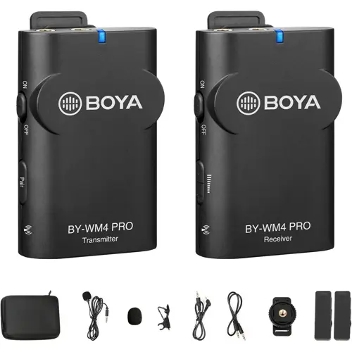 Boya WM4 Pro K1 2.4GHz Lapel Wireless Lavalier Microphone System for Canon Nikon Sony DSLR Camera Camcorder Mini Smartphone Mic for Video Recording YouTube Vlogging Streaming Interview
