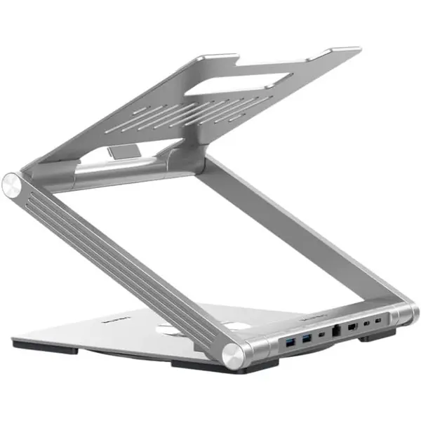 Cabletime CS51S Adjustable USB C Laptop Docking Station Stand 6 IN 1 for MacBook Pro Dell HP Surface Lenovo Laptops, Silver, HDMI, USB, Ethernet, Universal Compatibility