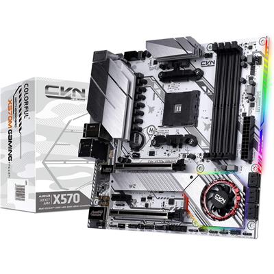 Colorful CVN X570M Gaming Frozen V14 Micro ATX Gaming Motherboard - AMD X570M Ryzen 2000/3000/5000 Gen with AM4 DDR4 SATA 6Gb/s/ 2xM.2 Slots RTL8111H 1000M LAN/USB 3.1/2-Way AMD Crossfire