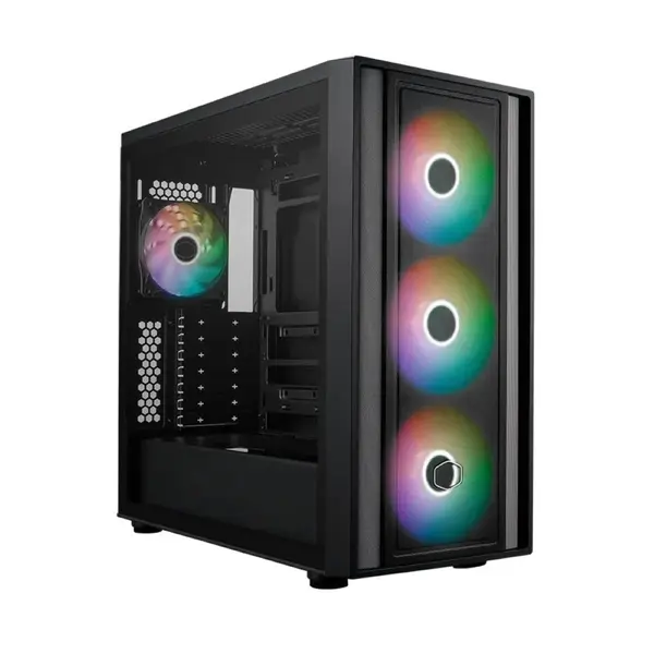Cooler Master MasterBox 600 Black Mid-Tower E-ATX Airflow Case - Back Connect MB & 420mm Radiator Ready, 3 x 140mm & 1 x 120mm ARGB PWM Fans Pre-Installed, Tempered Glass Side, USB 3.2 Gen 2x2 Type-C