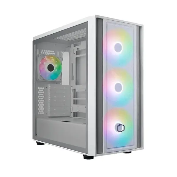 Cooler Master MasterBox 600 White Mid-Tower E-ATX Airflow Case - Back Connect MB & 420mm Radiator Ready, 3 x 140mm & 1 x 120mm ARGB PWM Fans Pre-Installed, Tempered Glass Side, USB 3.2 Gen 2x2 Type-C