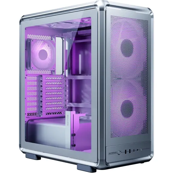Cooler Master MasterFrame 500 Mesh aRGB Silver Freeform 2.0 Modular Platform Open-Air ATX Mid-Tower Case, Aluminum Frame, Dual 200mm aRGB Fans, 390mm GPU Max, 360mm AIO Max, Type C, Tempered Glass