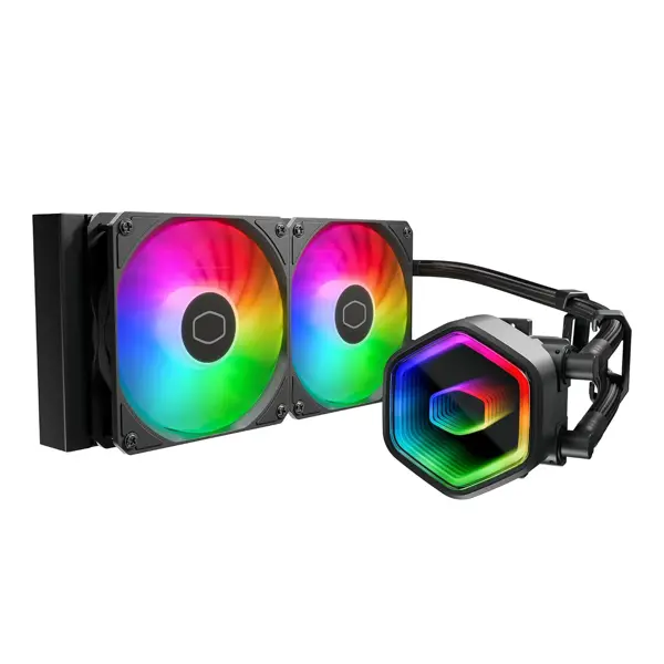 Cooler Master MasterLiquid 240 Core II CPU Liquid Cooler, Dual Chamber Pump, Customizable aRGB Lighting, Maintenance-Free, Quiet Operation, Easy Install, Black