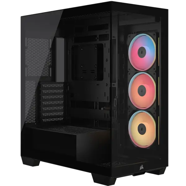 Corsair 3500X LX-R RGB Mid-Tower PC Case – 3x Pre-Installed LX120-R ARGB Fans with iCUE LINK System Hub, GPU Anti-Sag Arm, Tempered Glass, Fits up to 10x 120mm Fans, Reverse Connection Motherboard Compatible, Black