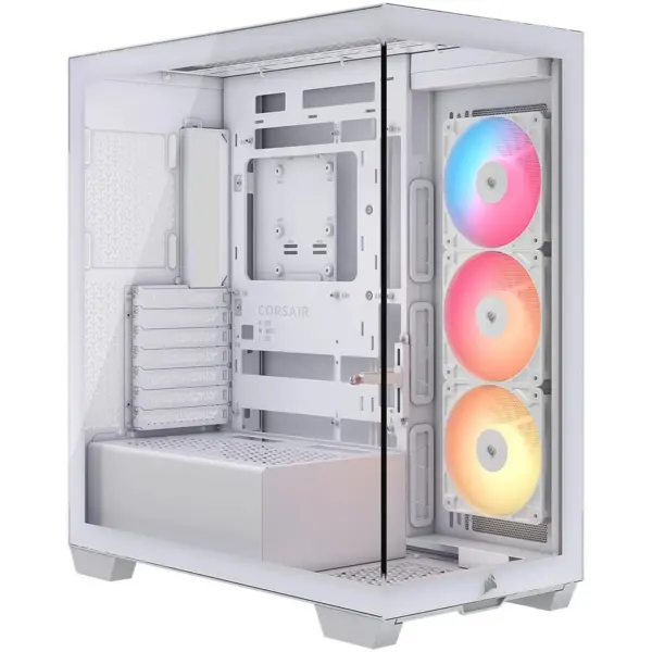Corsair 3500X RS-R ARGB Mid-Tower PC Case – 3x Pre-Installed RS120-R ARGB Fans, GPU Anti-Sag Arm, Tempered Glass, Fits up to 10x 120mm Fans, Reverse Connection Motherboard Compatible, White