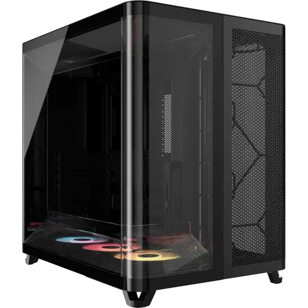 Corsair Air 5400 RS-R ARGB Triple-Chamber Mid-Tower Panoramic PC Case – 3x Pre-Installed Reverse-Rotor RS120-R ARGB Fans, Low-Noise, High Airflow Ducts, Reverse Motherboard Support – Black
