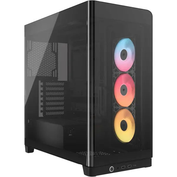 Corsair Frame 4500X RS-R ARGB Panoramic Glass Mid-Tower PC Case – InfiniRail Mounting System, Fits Dual 360mm Radiators, GPU Anti-Sag, 3x RS120R Fans Included – Black