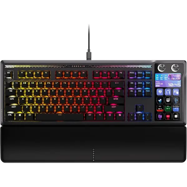 Corsair Galleon 100 SD RGB Mechanical Wired Gaming Keyboard – QWERTY US, Stream Deck-Integrated, Pre-Lubed MLX Pulse Thocky Hotswappable PBT Double-Shot Switches, FlashTap SOCD, 8,000Hz – Black