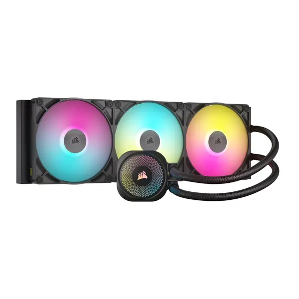 Corsair iCUE Link Titan 420 RX RGB Liquid CPU Cooler – 420mm AIO,  Low-Noise, FlowDrive Cooling Engine, 3X RX140 RGB Fans, iCUE Link System Hub Included – Black