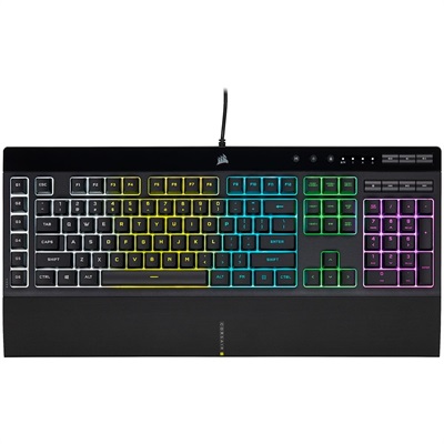 Corsair K55 RGB Pro Dynamic RGB Backlighting Gaming Keyboard - Six Macro Keys with Elgato Stream Deck Software Integration, IP42 Dust and Spill Resistant, Detachable Palm Rest, Dedicated Media and Volume Keys, Black