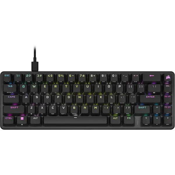 Corsair K65 Pro Mini RGB 65% Optical-Mechanical Wired Gaming Keyboard, Corsair OPX Optical Switches, 8000Hz Hyper-Polling Rate, Aluminum Frame, English (NA) Layout, Black