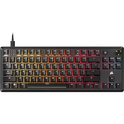 Corsair K70 Core TKL RGB Tenkeyless Mechanical Wired Gaming Keyboard – Pre-Lubed MLX Red v2 Linear Switches, SOCD, ABS Double-Shot Keycaps, Sound Dampening, 1000Hz Polling, QWERTY NA – Black