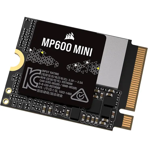 Corsair MP600 Mini 1TB M.2 NVMe PCIe x4 Gen4 2 SSD – M.2 2230, Up to 4,800MB/sec Sequential Read, High-Density 3D TLC NAND, Great for Steam Deck and Microsoft Surface – Black