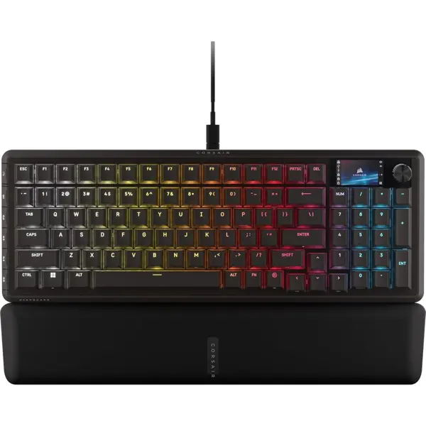 Corsair Vanguard 96 Wired Mechanical Gaming Keyboard – 96% Layout, MLX Plasma Linear Switches, 8000Hz Polling, LCD Display, Virtual Stream Deck, G-Keys, SOCD Flashtap, QWERTY US – Black