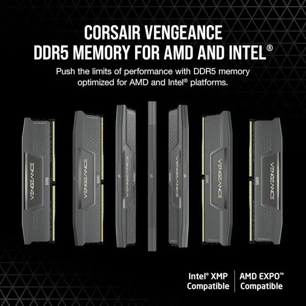 Corsair Vengeance 16GB (1x16GB) 5200MHz CL40 1.25V DDR5 RAM AMD EXPO Intel XMP 3.0 Desktop Computer Memory – Grey